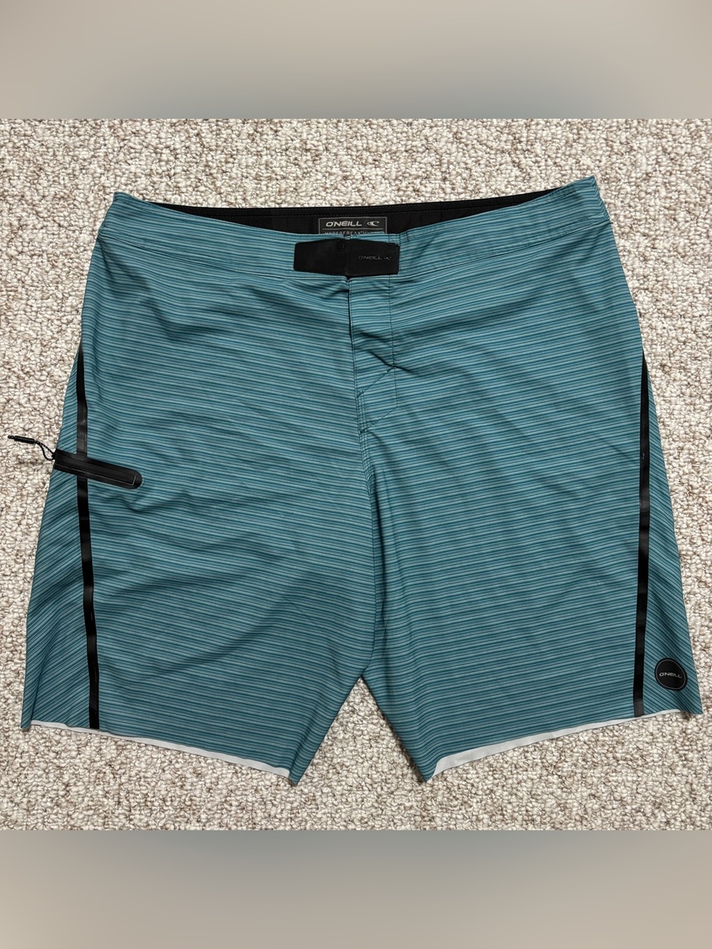 O’Neill Hyperfreak Hydro Mens 36 Teal Boardshorts No Tie Fly Surf